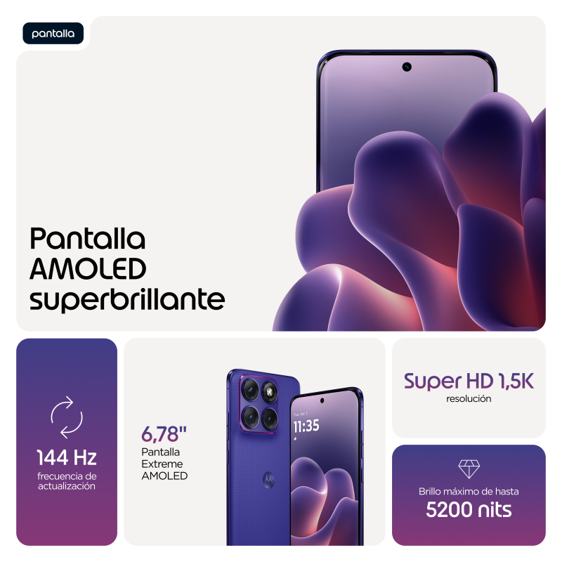 Motorola edge 70 fusion 17,2 cm (6.78″) SIM doble Android 16.0 5G USB Tipo C 8 GB 256 GB 7000 mAh Violeta