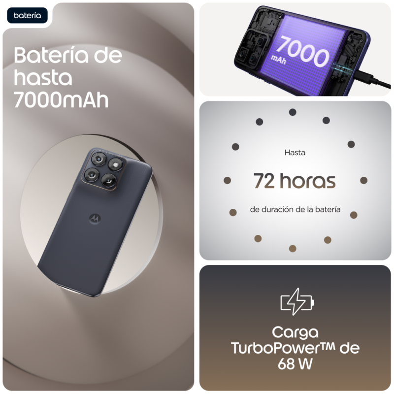 Motorola edge 70 fusion 17,2 cm (6.78″) SIM doble Android 16.0 5G USB Tipo C 8 GB 256 GB 7000 mAh Negro