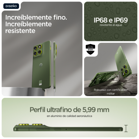 Motorola edge 70 17 cm (6.7″) SIM doble Android 16.0 5G USB Tipo C 12 GB 512 GB 4800 mAh Verde