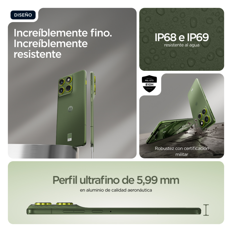 Motorola edge 70 17 cm (6.7″) SIM doble Android 16.0 5G USB Tipo C 12 GB 512 GB 4800 mAh Verde