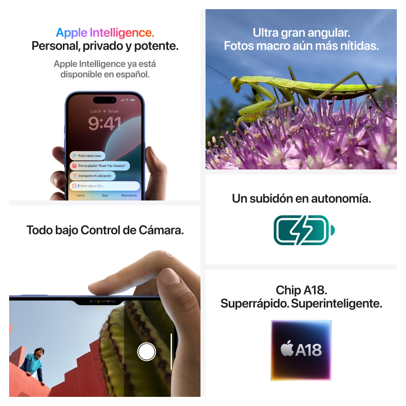 Apple iPhone 16 Plus 17 cm (6.7″) SIM doble iOS 18 5G USB Tipo C 256 GB Rosa