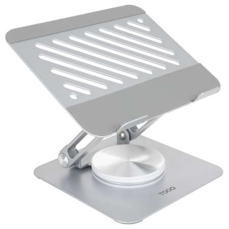 TooQ Soporte de Sobremesa con rotación 360° y ajustable para dispositivos de hasta 13”, Color Plata