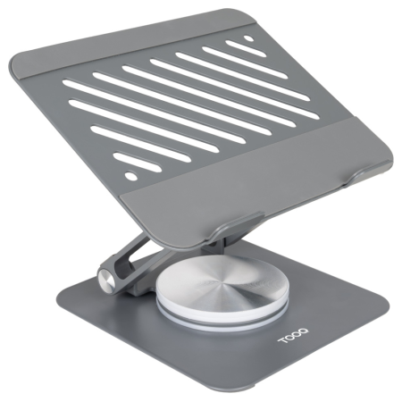 TooQ Soporte Elevador con rotación 360° y ajustable, para dispositivos de hasta 13”, Color Gris Oscuro