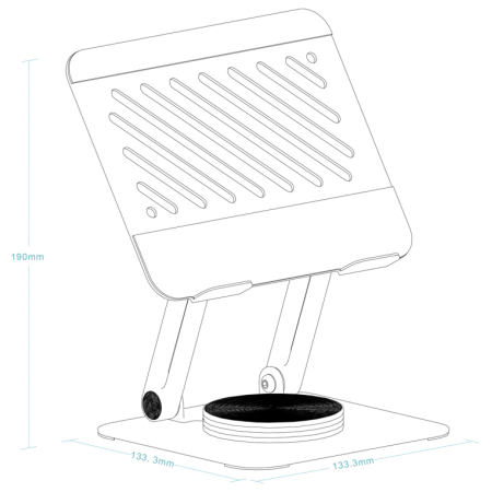TooQ Soporte Elevador con rotación 360° y ajustable, para dispositivos de hasta 13”, Color Gris Oscuro
