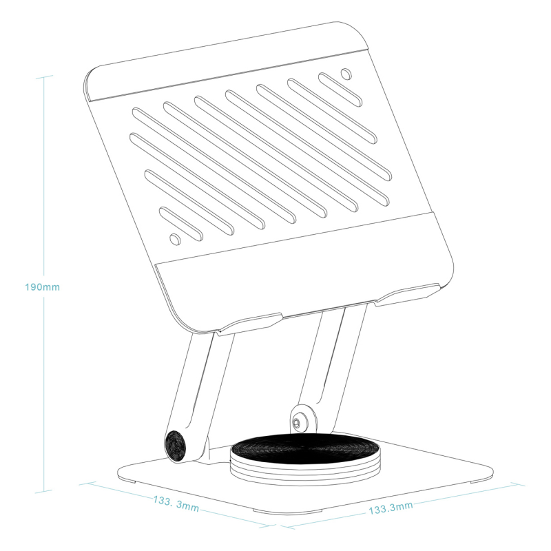 TooQ Soporte Elevador con rotación 360° y ajustable, para dispositivos de hasta 13”, Color Gris Oscuro