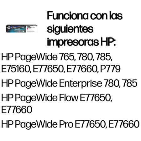 HP Cartucho PageWide 982X Original de alta capacidad magenta