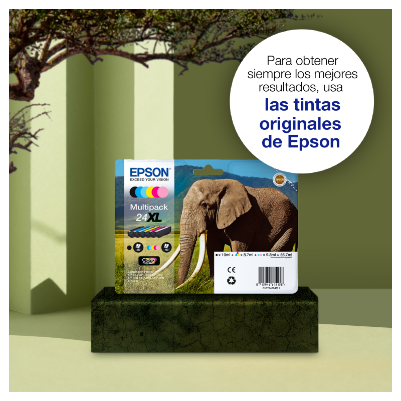 Epson Elephant Tinta magenta 24XL Claria Photo HD Elefantes