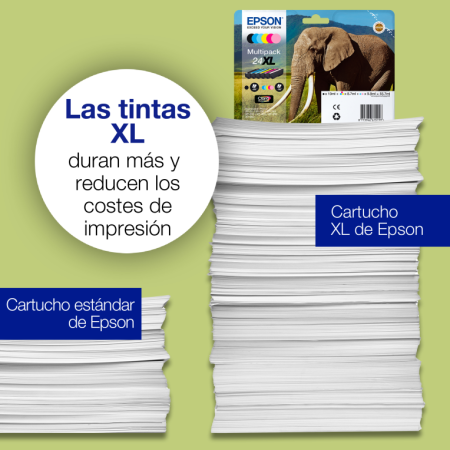 Epson Elephant Tinta magenta 24XL Claria Photo HD Elefantes