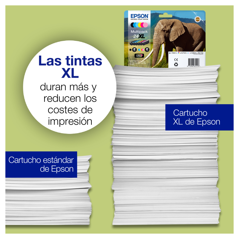 Epson Elephant Tinta magenta 24XL Claria Photo HD Elefantes