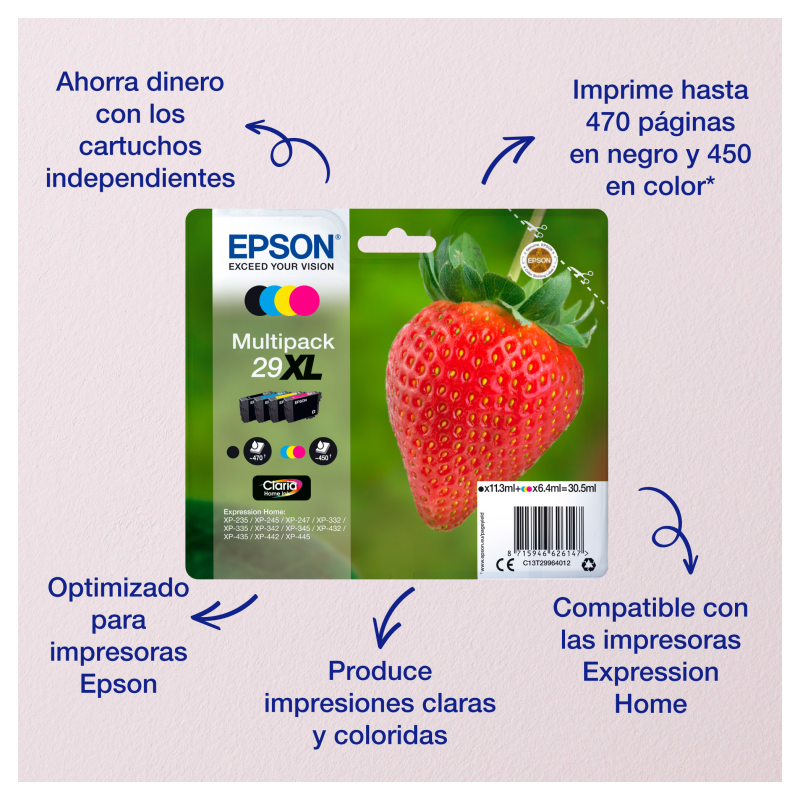 Epson Strawberry Singlepack Magenta 29XL Claria Home Ink