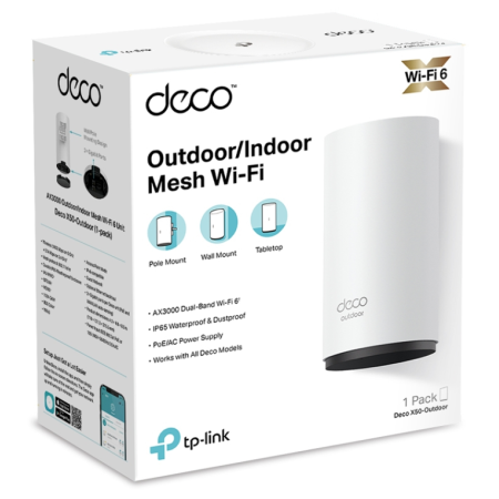 TP-Link Deco X50-Outdoor Doble banda (2,4 GHz / 5 GHz) Wi-Fi 6 (802.11ax) Blanco 1 Interno