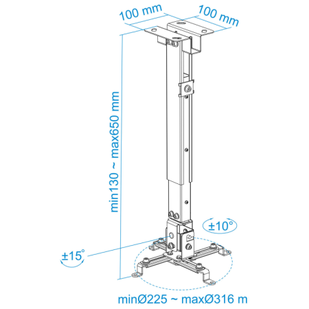 TooQ PJ2012T-W montaje para projector Techo Blanco