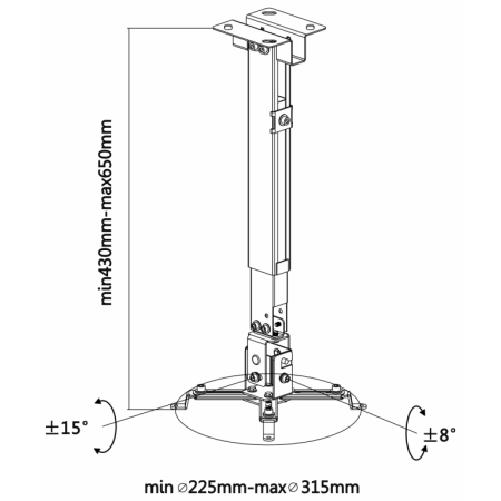 AISENS CWP01TSE-047 montaje para projector Pared/techo Negro