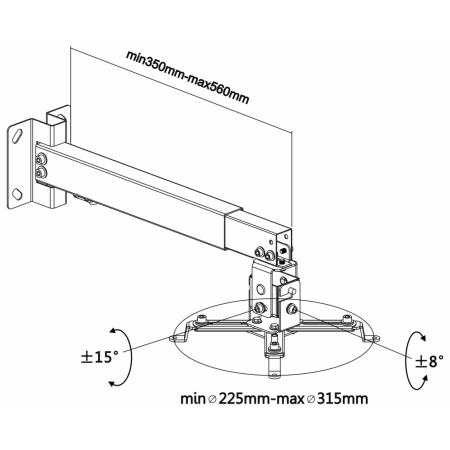 AISENS CWP01TSE-047 montaje para projector Pared/techo Negro