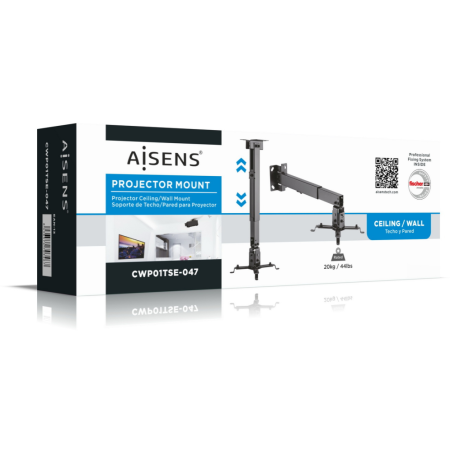 AISENS CWP01TSE-047 montaje para projector Pared/techo Negro