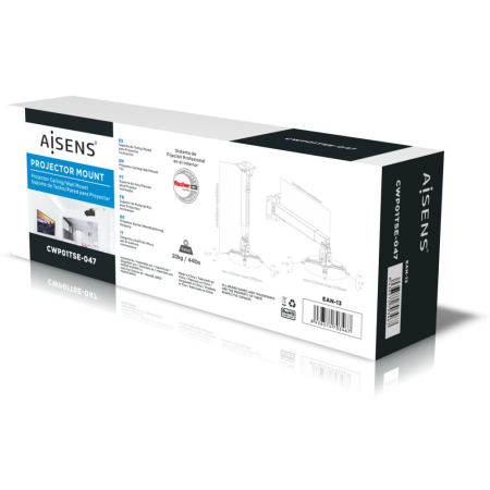 AISENS CWP01TSE-047 montaje para projector Pared/techo Negro