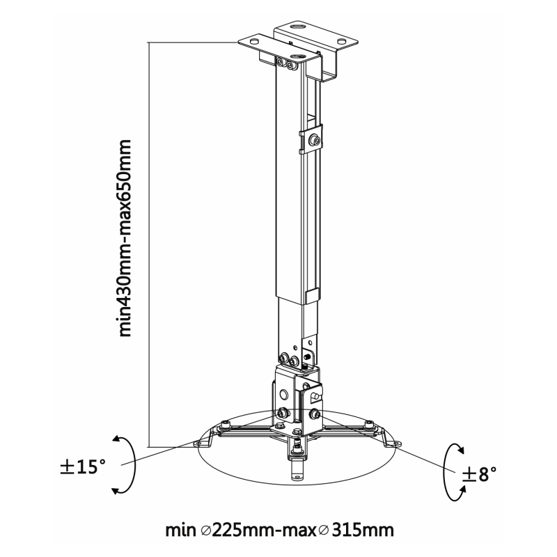 AISENS CWP01TSE-049 montaje para projector Pared/techo Blanco