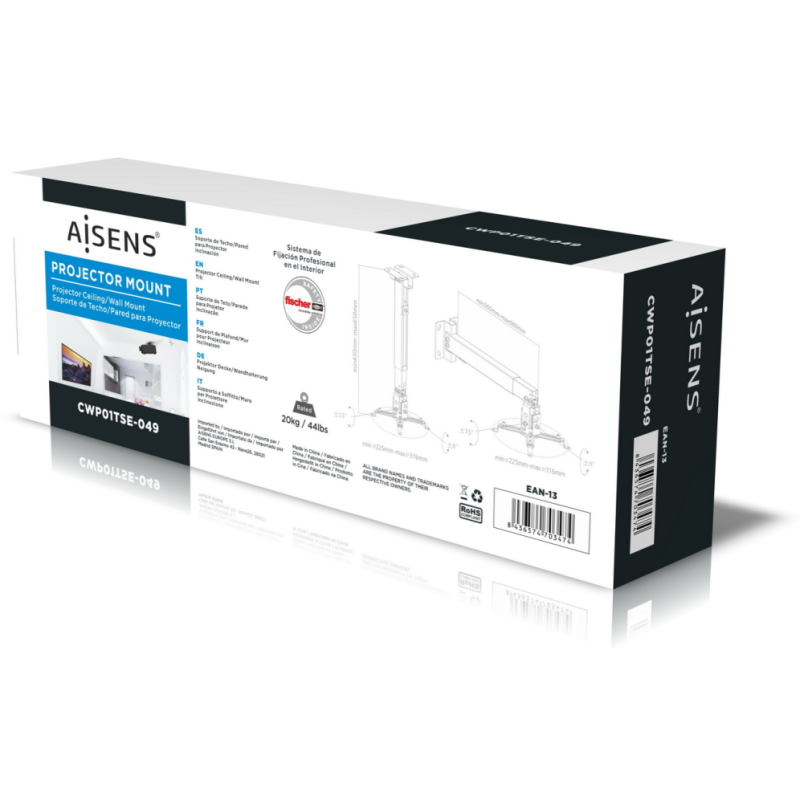 AISENS CWP01TSE-049 montaje para projector Pared/techo Blanco