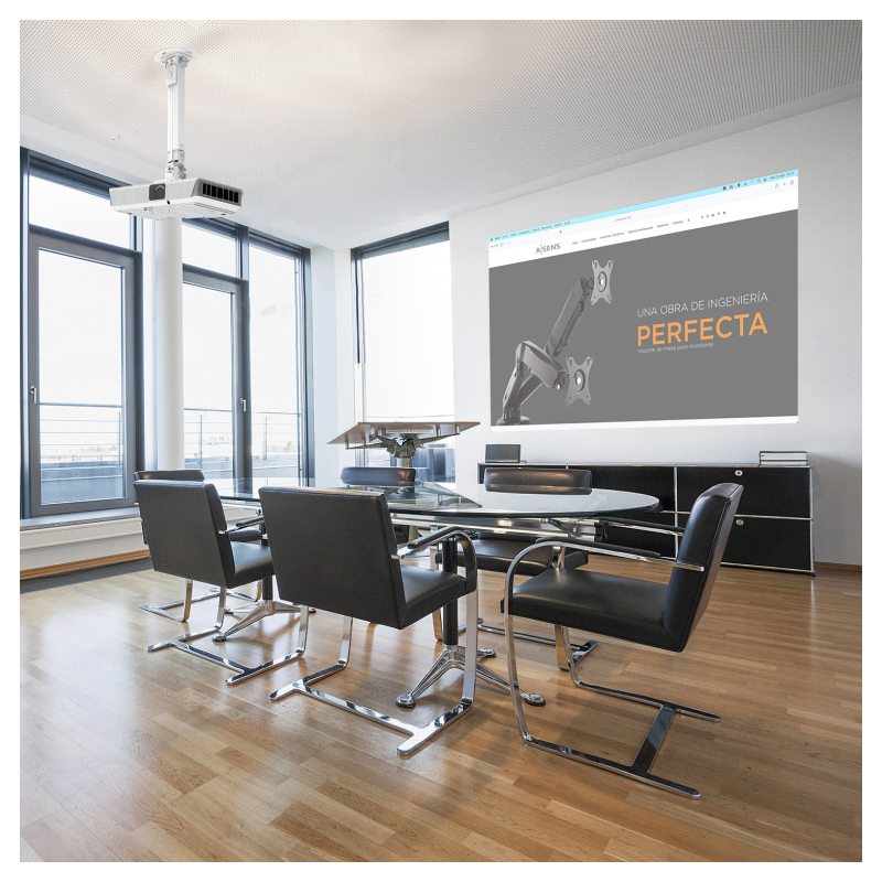 AISENS Soporte Universal Giratorio, Inclinable y Extensible de Techo para Proyector 13.5Kg, Blanco