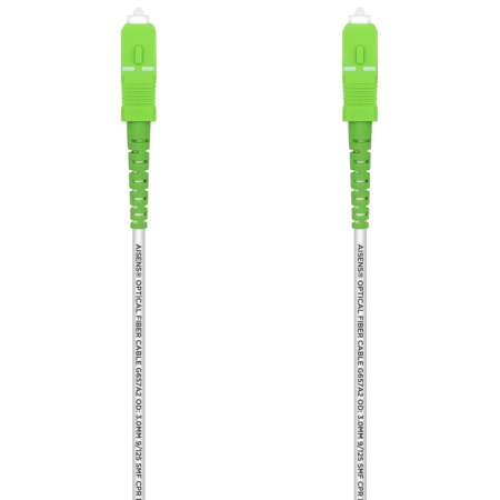 AISENS Cable Fibra Óptica Latiguillo G657A2 3.0 9/125 SMF Simplex CPR DCA LSZH, SC/APC-SC/APC, Blanco, 2.0 m