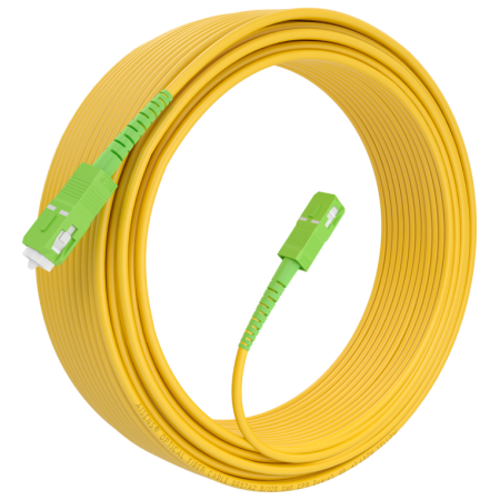 AISENS Cable Fibra Óptica Latiguillo G657A2 3.0 9/125 SMF Simplex CPR DCA LSZH, SC/APC-SC/APC, Amarillo, 20m