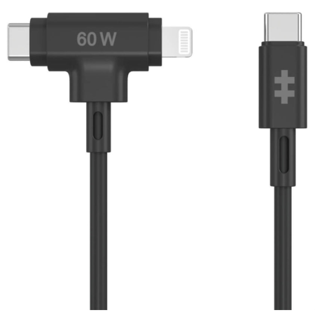 HYPER HyperJuice cable USB USB 2.0 1,5 m USB C USB C/Lightning 60 W Negro