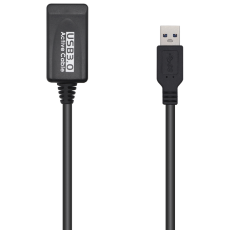 AISENS Cable USB 3.0 Prolongador Con Amplificador, Tipo A/M-A/H, Negro, 5.0m