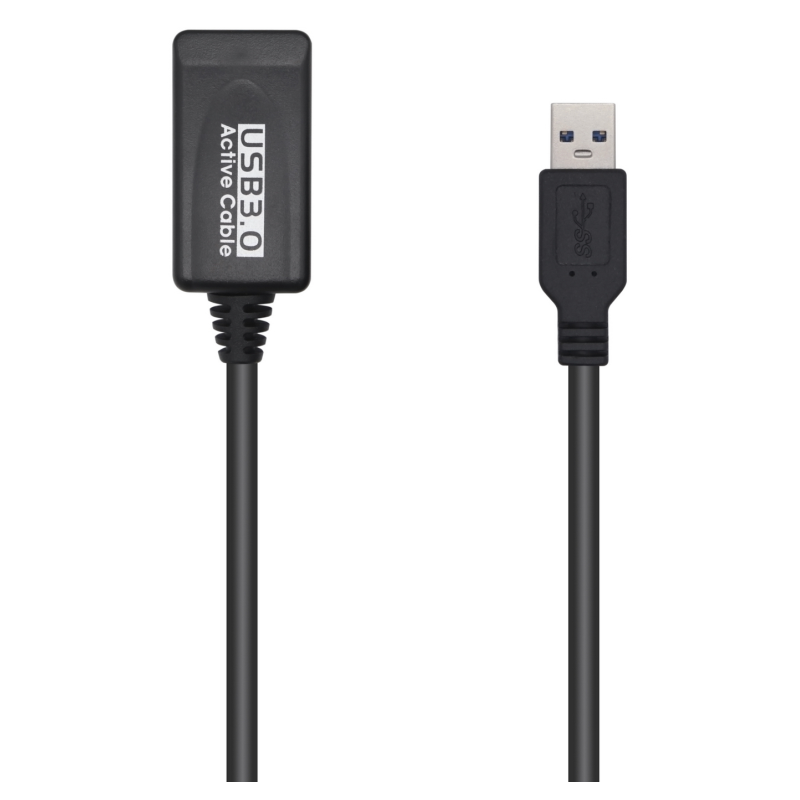 AISENS Cable USB 3.0 Prolongador Con Amplificador, Tipo A/M-A/H, Negro, 5.0m