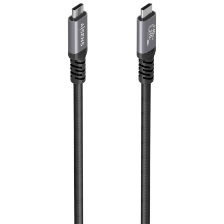 AISENS Cable USB4 Gen3x2 Aluminio 40Gbps 8K@60Hz 5A 48V 240W E-Mark, Tipo USB-C/M-USB-C/M, Negro, 0.5M