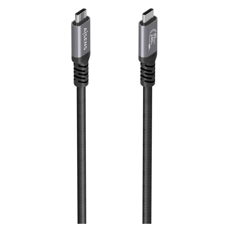 AISENS Cable USB4 Gen3x2 Aluminio 40Gbps 8K@60Hz 5A 48V 240W E-Mark, Tipo USB-C/M-USB-C/M, Negro, 0.5M