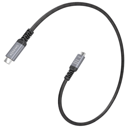 AISENS Cable USB4 Gen3x2 Aluminio 40Gbps 8K@60Hz 5A 48V 240W E-Mark, Tipo USB-C/M-USB-C/M, Negro, 0.5M