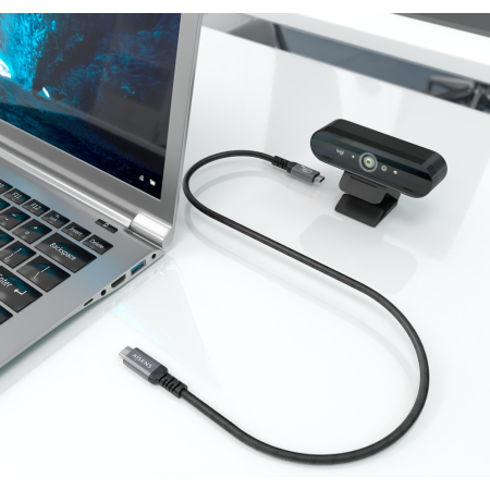 AISENS Cable USB4 Gen3x2 Aluminio 40Gbps 8K@60Hz 5A 48V 240W E-Mark, Tipo USB-C/M-USB-C/M, Negro, 0.5M