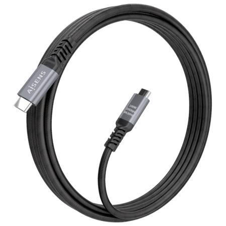 AISENS Cable USB 3.2 Gen2 Aluminio 10Gbps 8K@30Hz 5A 100W E-Mark, Tipo USB-C/M-USB-C/M, Negro, 4.0m