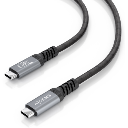 AISENS Cable USB 3.2 Gen2 Aluminio 10Gbps 8K@30Hz 5A 100W E-Mark, Tipo USB-C/M-USB-C/M, Negro, 4.0m