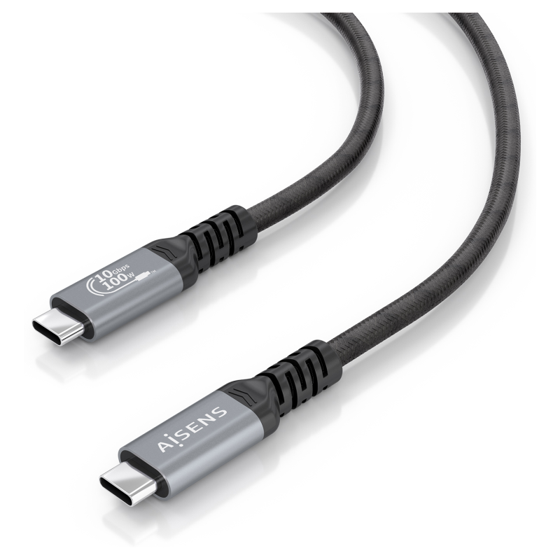 AISENS Cable USB 3.2 Gen2 Aluminio 10Gbps 8K@30Hz 5A 100W E-Mark, Tipo USB-C/M-USB-C/M, Negro, 4.0m