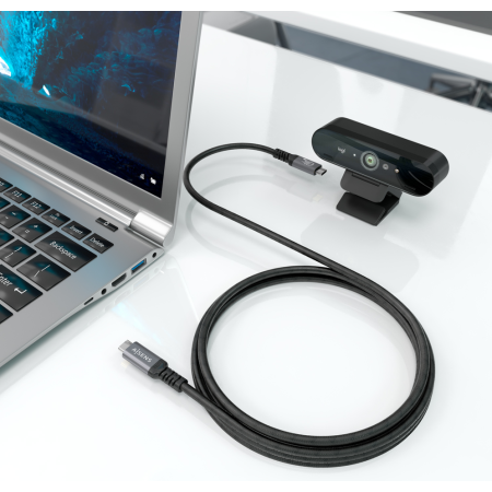AISENS Cable USB 3.2 Gen2 Aluminio 10Gbps 8K@30Hz 5A 100W E-Mark, Tipo USB-C/M-USB-C/M, Negro, 4.0m