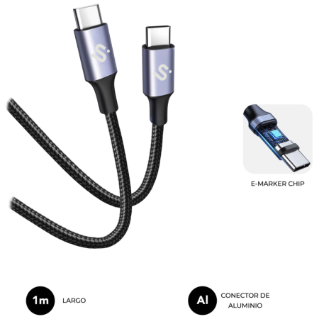 SUBBLIM CABLE PLUS 100W C-C 1m BLACK