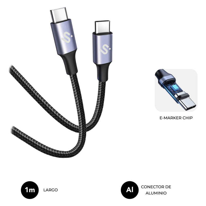 SUBBLIM CABLE PLUS 100W C-C 1m BLACK