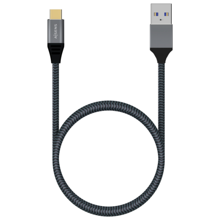 AISENS Cable USB 3.1 Gen2 Aluminio 10Gbps 3A, Tipo USB-C/M-A/M, Gris, 2.0M
