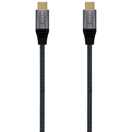 AISENS Cable USB 3.2 Gen2X2 Aluminio 20Gbps 5A 100W E-Mark, Tipo USB-C/M-USB-C/M, Gris, 2.0M