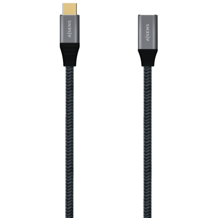 AISENS Cable USB 3.2 Gen2X2 Aluminio 20Gbps 5A 100W, Tipo USB-C/M-USB-C/H, Gris, 1.0M