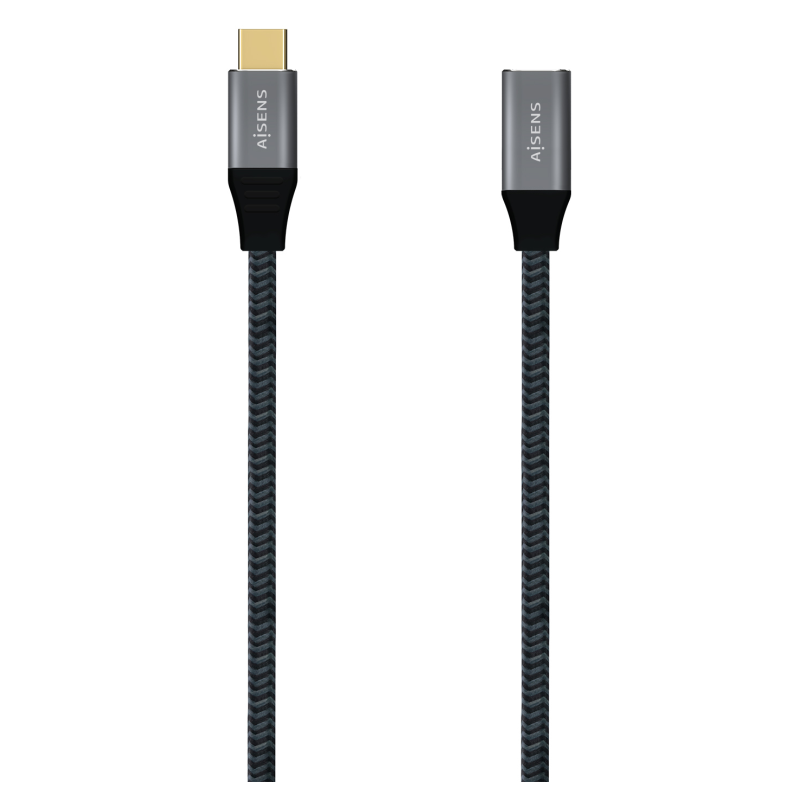 AISENS Cable USB 3.2 Gen2X2 Aluminio 20Gbps 5A 100W, Tipo USB-C/M-USB-C/H, Gris, 1.0M
