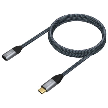 AISENS Cable USB 3.2 Gen2X2 Aluminio 20Gbps 5A 100W, Tipo USB-C/M-USB-C/H, Gris, 1.0M