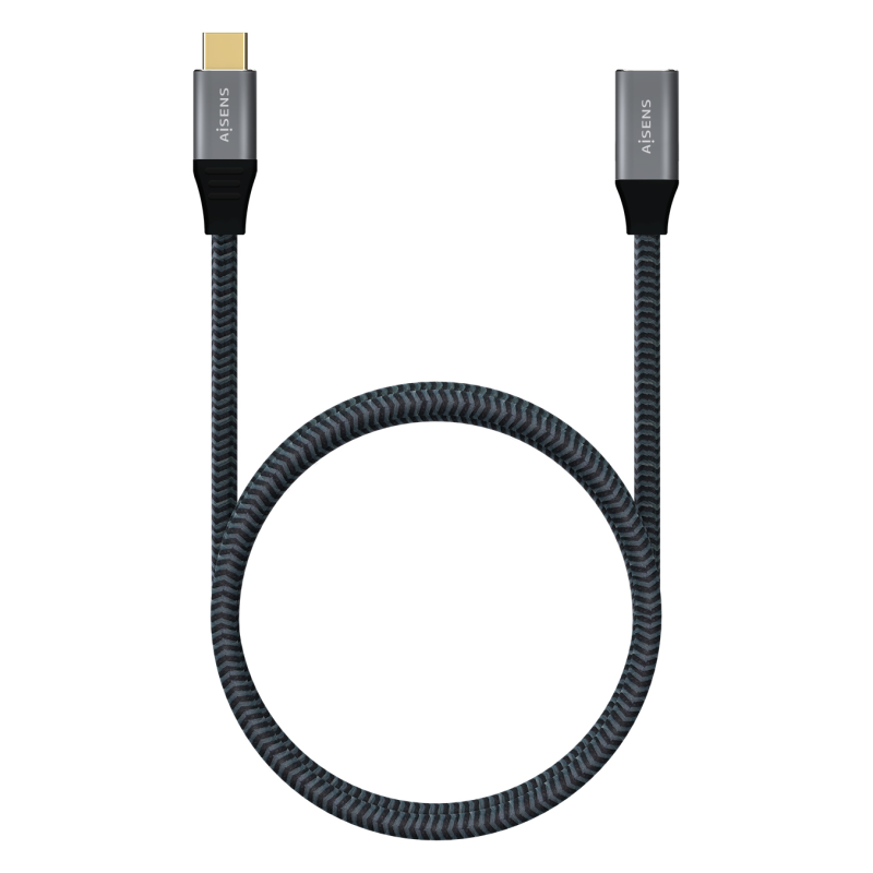 AISENS Cable USB 3.2 Gen2X2 Aluminio 20Gbps 5A 100W, Tipo USB-C/M-USB-C/H, Gris, 1.0M