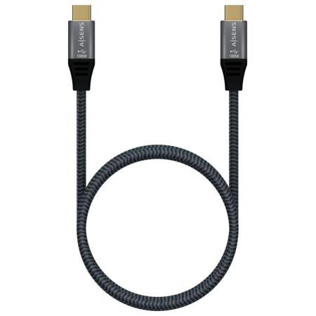 AISENS Cable USB 2.0 Aluminio 5A 100W E-Mark, USB-C/M-USB-C/M, Gris, 2.0M