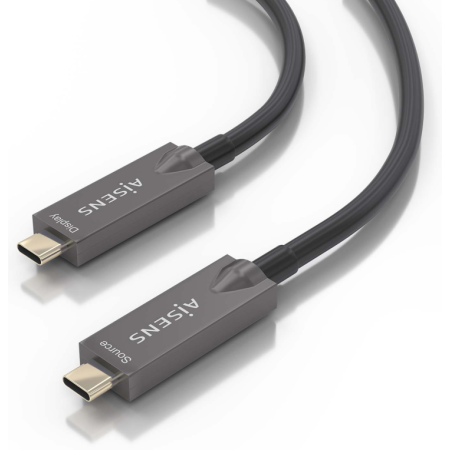 AISENS - Cable USB 3.1 Gen2 10Gbps AOC 4K@60Hz 3A 60W E-Marker, tipo USB-C/M-USB-C/M, Negro, 10m