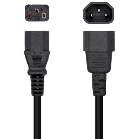 AISENS Cable Alimentación CPU, C13/H-C14/M, Negro, 3.0m