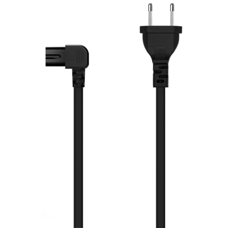 AISENS Cable Alimentación Acodado Forma 8, CEE7/16/M-C7/H, Negro, 3.0M