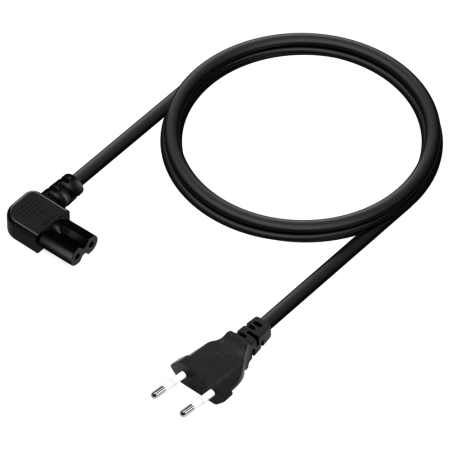 AISENS Cable Alimentación Acodado Forma 8, CEE7/16/M-C7/H, Negro, 1.8M