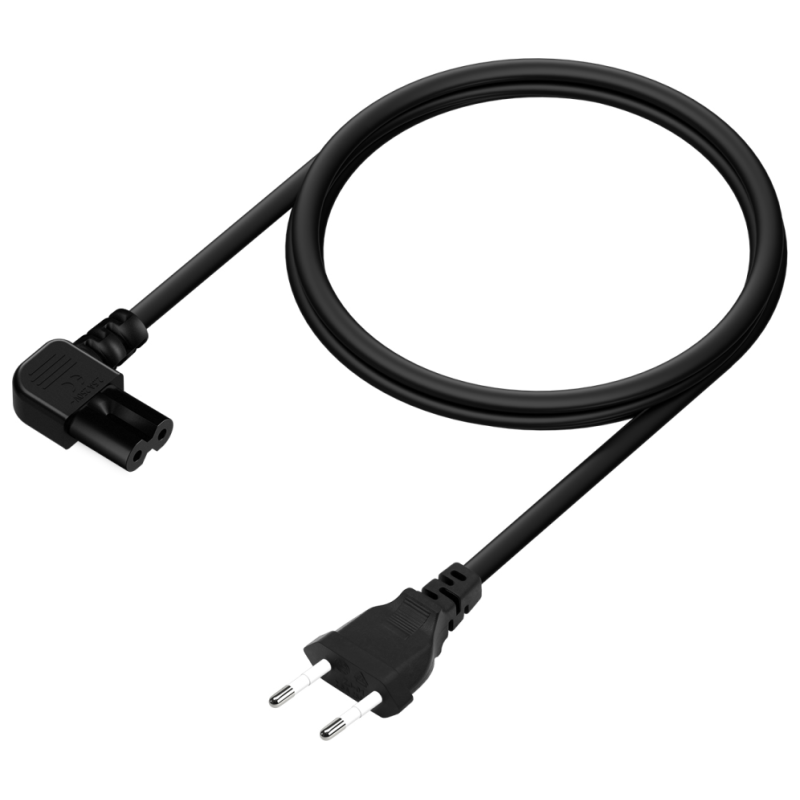AISENS Cable Alimentación Acodado Forma 8, CEE7/16/M-C7/H, Negro, 1.8M